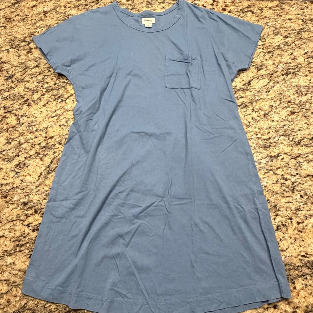 UpWest Resort & Mercantile Blue Short Sleeve Pocket T-Shirt Dress Medium ws
